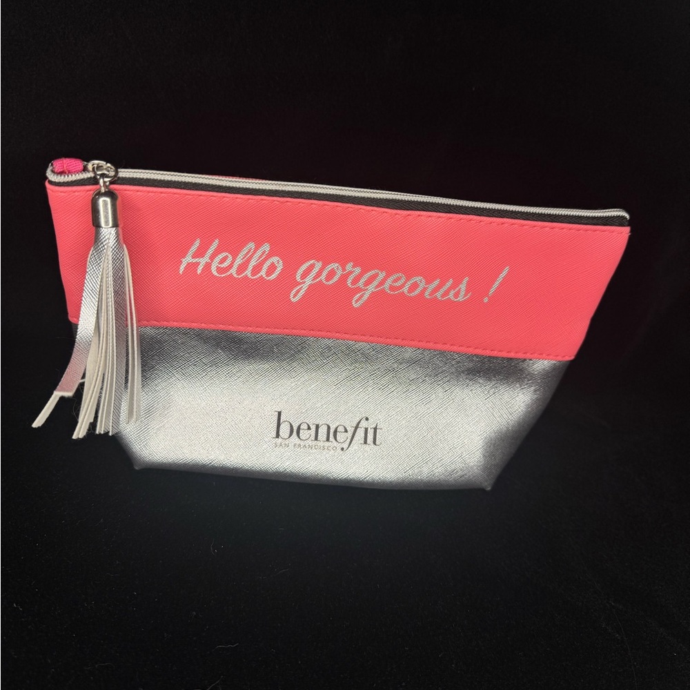 Benefit Hello Gorgeous Pink And Silver Cosmetic Bag